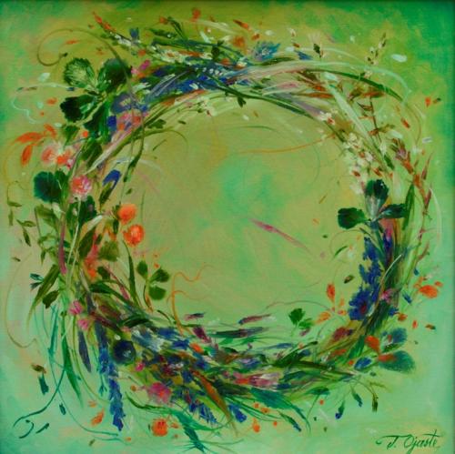 Field Flowers Garland, 40x40cm, oil, canvas, 2019