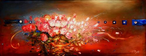 Armful of Roses, 100x40cm, oil on cardboard, 2015