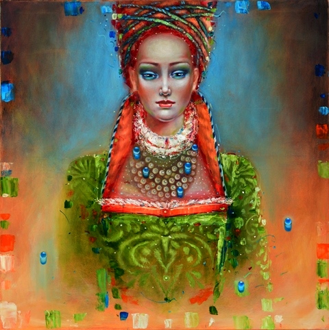 Glass Pearl Necklace, 70x70cm, oil, canvas, 2016