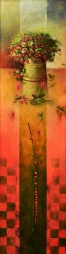 Wild Strawberries, 27x2016cm, oil on cardboard, 2016