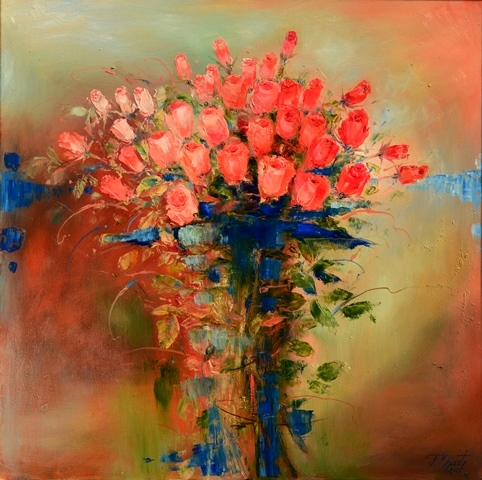 Reason to Gift Roses..., 70x70cm, oil, canvas, 2015