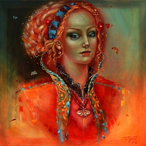 With Moths, 49x49cm, oil, canvas, 2016