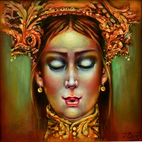 Whispering the Secret Words, 30x30cm, oil, canvas, 2016