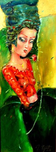 Queen of the Rosegarden, 30x70cm, oil on cardboard, 2014