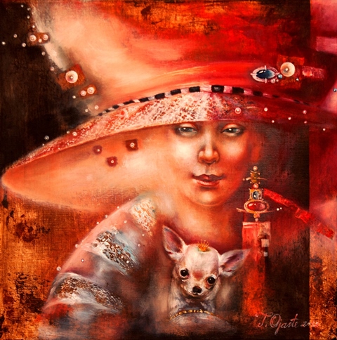 The Lady with a Doggy, 45x45cm, oil, canvas, 2012