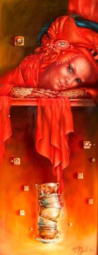 Coffedamsel, 40x100cm, oil, canvas, 2012