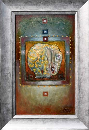 Good Luck Elephant 580€|18x30cm, oil, cardboard, 2021