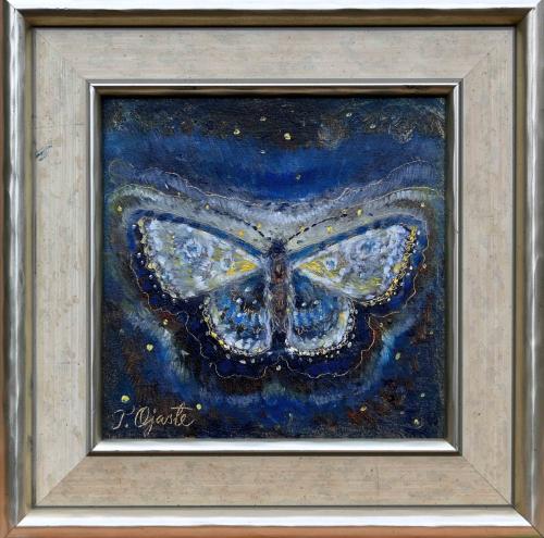 Ööliblikas 420€|15,5x15,5cm, õli, papp, 2021