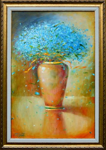 Forget-Me-Nots in a Vase 870€ (Sold)|40x60cm, oil, canvas, 2020