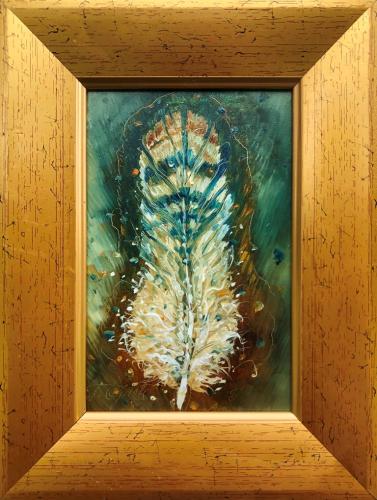 Flight Feather 220€|10x15cm, oil, cardboard, 2020