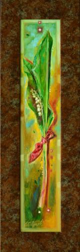 Tall Lily of the Valley Flower 580€|10,5x50cm, oil, cardboard, 2020