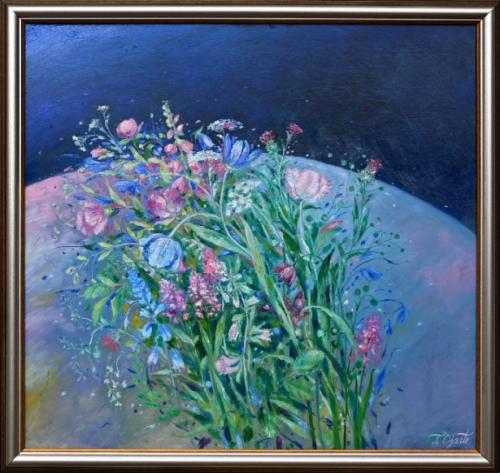 Universe 1600€|75x75cm (with frame 82x82cm) oil, cardboard, 2024