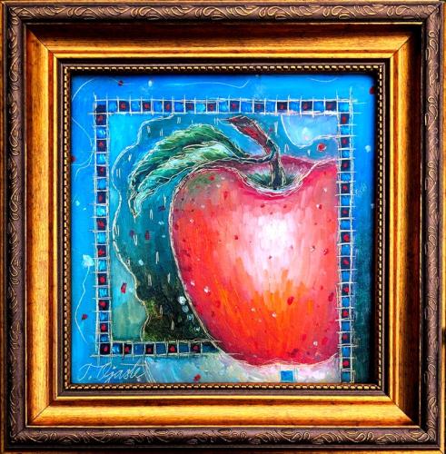 Punane õun 290€ (Müüdud)|15x15cm, õli, lõuend, 2019