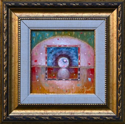 Särav pärl 250€|12x12cm (raamiga 22x22cm) õli, papp, 2022