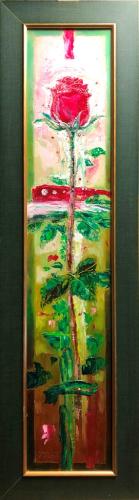 Tall Festive Rose 540€|15x78cm, oil, cardboard, 2020