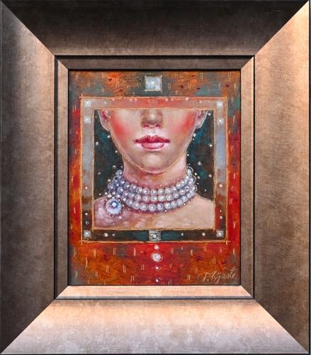 Pearl Necklace 690€|19x23cm (with frame 31x35cm) oil, cardboard, 2022