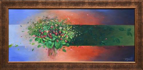 Bundle Of Wild Strawberries 980€|71x31cm, oil, canvas, 2022