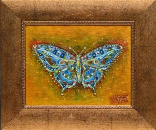 Blue Butterfly 480€|21x17cm (with frame 30x25cm), oil, cardboard, 2023