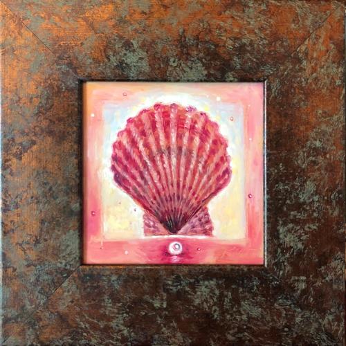 Pearl and Pearlshell 230€|11,5x11,5cm, oil,cardboard, 2020