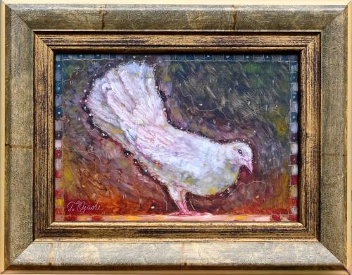 Valge tuvi 880€|30x21cm, õli, papp, 2021