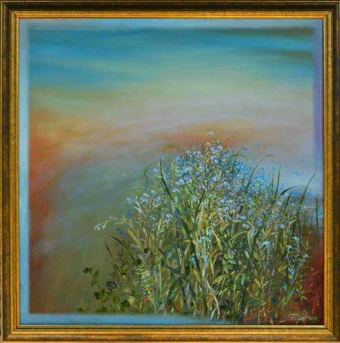 At the Edge of the Meadow 1400€ (Sold)|80x80cm, oil, canvas, 2018