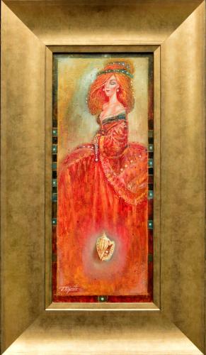 Princess with Pearls 1600€|23x55cm, with frame 44x76cm, oil, canvas, 2020