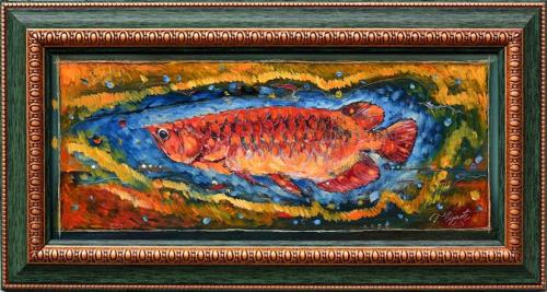 Arowana 740€|44x19cm, oil, cardboard, 2021