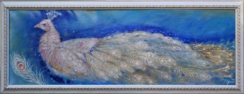 Noble White Peacock 2400€|120x40cm, oil, canvas, 2022