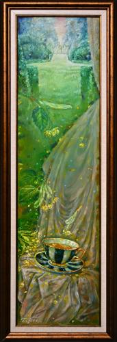 Pärnaõietee 1100€|22x82cm (raamiga 30x90cm) õli, papp, 2024