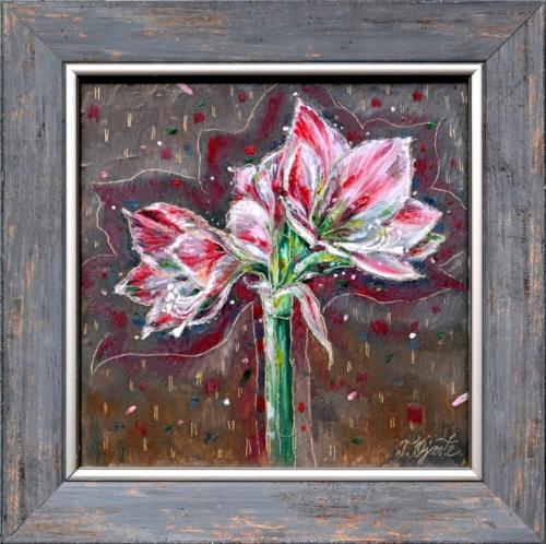 Amaryllis 480€|25x25cm (raamiga 33x33cm) õli, papp, 2024