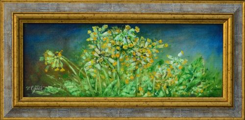 Kollased kevadõied ,42x16cm,õli,lõuen